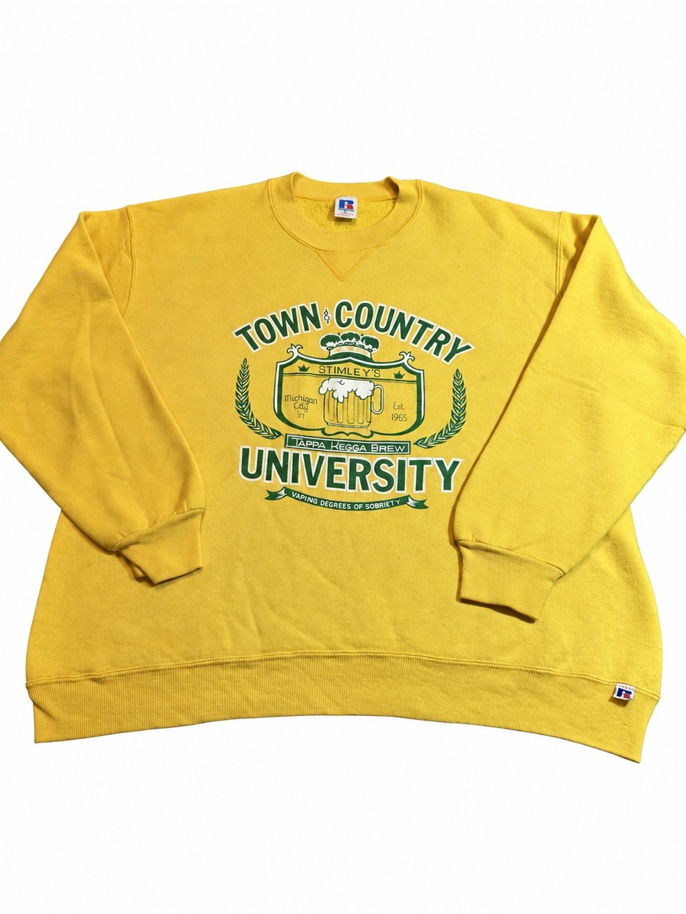 Vintage 90s Russell Athletic Beer Drinking Novelty Sweatshirt USA Mens Large